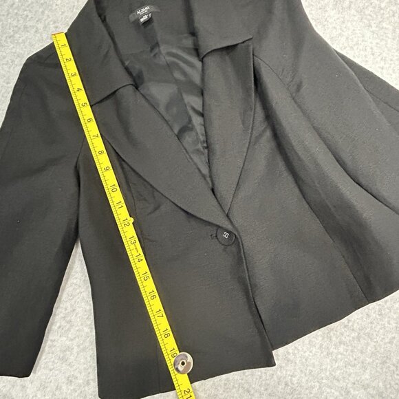 ALFANI Blazer Womens 6P Black Linen Rayon Single Button 3/4 Raglan Sleeve - Picture 5 of 7